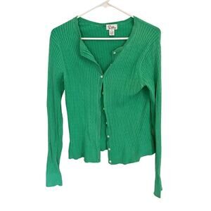Vtg 1990s Lilly Pulitzer White Label Green Cardigan Small